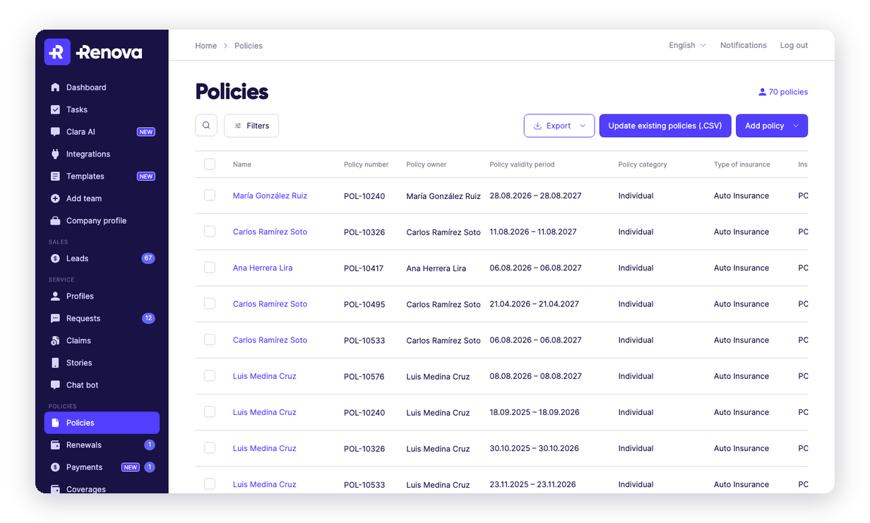 Upload your policies